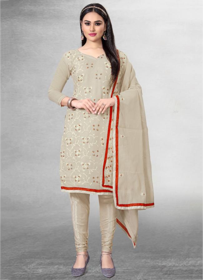 Modal Chanderi Grey Festival Wear Embroidery Work Churidar Suit
